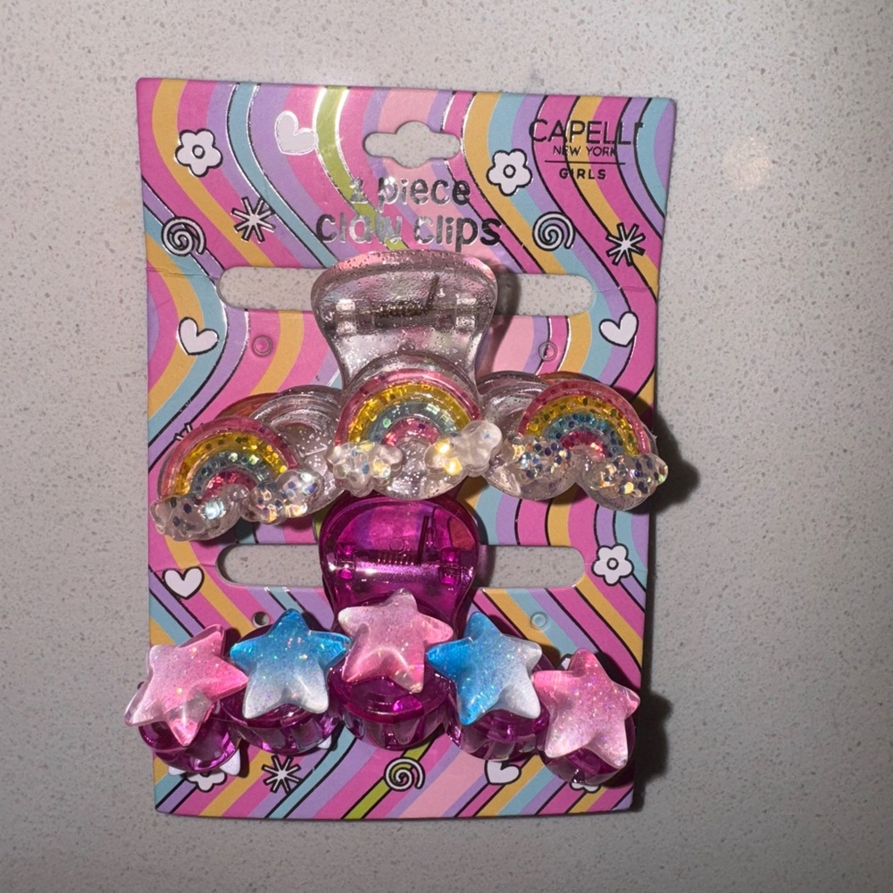 Capelli of New York Rainbow and Star Hair Clips